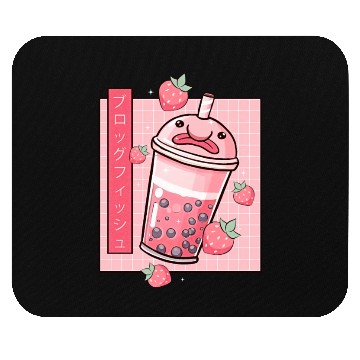 Discover Kawaii Blobfish Japanese Strawberry Boba Mouse Pads