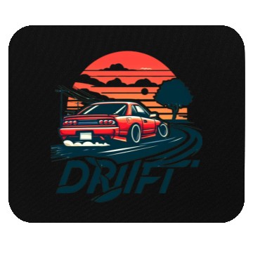 Discover Drift car in sunset Mouse Pads