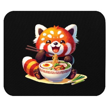 Discover Cute Red Panda Eats Ramen Noodles Red Panda Mouse Pads
