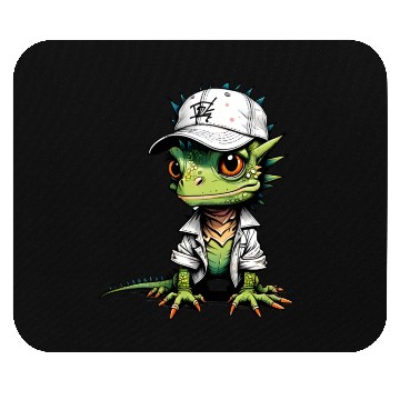 Discover Cute lizard with cap Mouse Pads