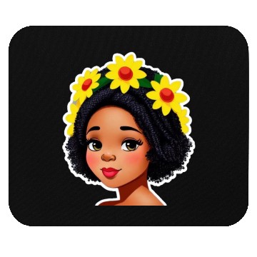 Discover Black girl with flowers design Mouse Pads