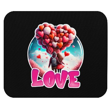 Discover Retro Cute Couples with Heart Balloons Mouse Pads