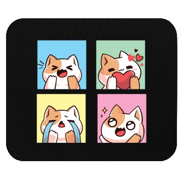 Discover four cute cat reaction Mouse Pads