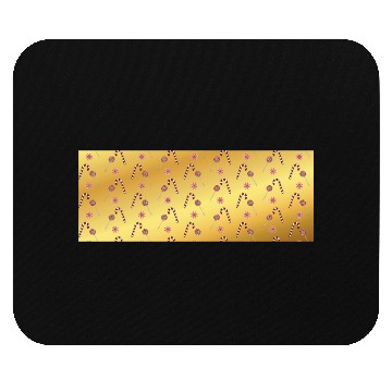 Discover Christmas candy canes on a golden imitation backgr Mouse Pads