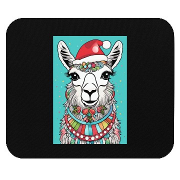 Discover Cute llama with Christmas Hat D83C DF85 Mouse Pads