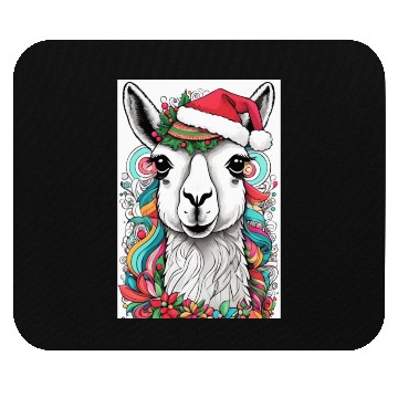 Discover Funny Cute llama with Christmas Hat Mouse Pads