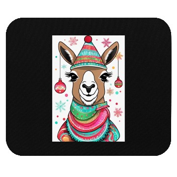 Discover Cute LLama llama with christmas style Mouse Pads