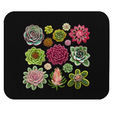 Discover Whimsical Fake Embroidered Succulents Design Mouse Pads