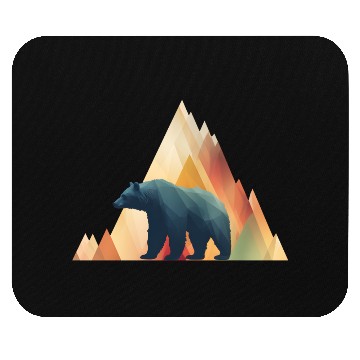 Discover Geometric Bear with Triangle Mountains Design Mouse Pads