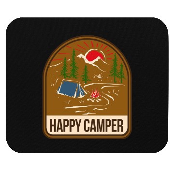 Discover Happy Camper Camping Campfire Tent Mouse Pads