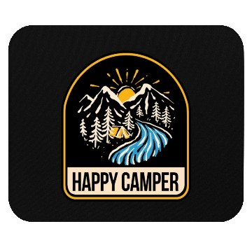 Discover Happy Camper Camping Campfire Tent Mouse Pads