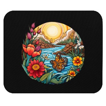 Discover Sunrise Serenity by the Mountain Stream Mouse Pads