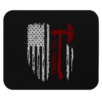 Discover Vikings Axe Valhalla US Flag Mouse Pads Viking