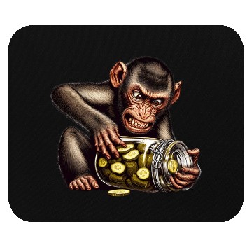 Discover Angry monkey with cucumber jar Mouse Pads