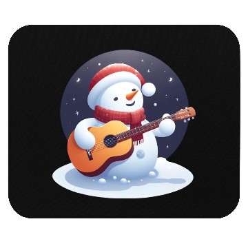 Discover Snowman guitar in moonlight Mouse Pads