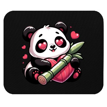 Discover Panda Heart Eye Patches Valentine's Day Bamboo Mouse Pads