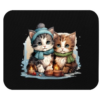 Discover chubby kittens in Christmas stockings hanging Mouse Pads