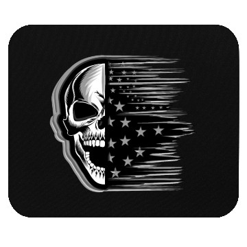 Discover Skull on US Flag Mouse Pads