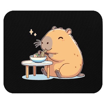 Discover Cute Capybara Eats Ramen Noodles Capybara Ramen Mouse Pads