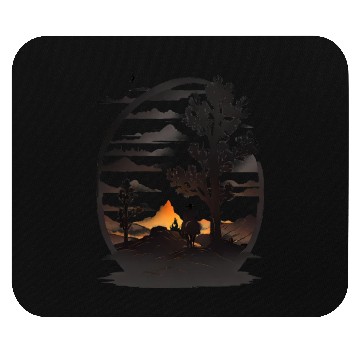 Discover Lone Cowboy Amidst the Fiery Frontier Mouse Pads