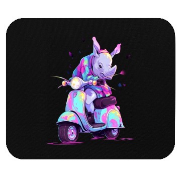 Discover Rhino Riding Scooter Funny Rhinoceros Biker Moped Mouse Pads