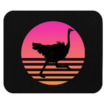 Discover Ostrich Running Retro Sunset Mouse Pads