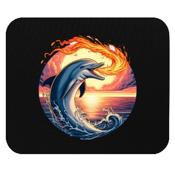 Discover Fire-breathing dolphin sunset Mouse Pads