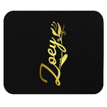 Discover Zoey Name Faux Gold Tulip Flourish Mouse Pads