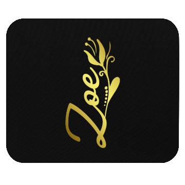 Discover Zoe Name Faux Gold Tulip Flourish Mouse Pads