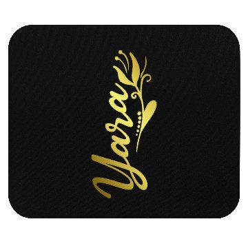 Discover Yara Name Faux Gold Tulip Flourish Mouse Pads
