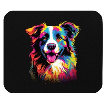 Discover Watercolor Colorful Border Collie Mouse Pads