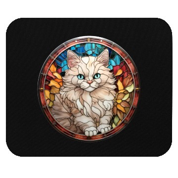 Discover Ragdoll kitten in stained glass Mouse Pads