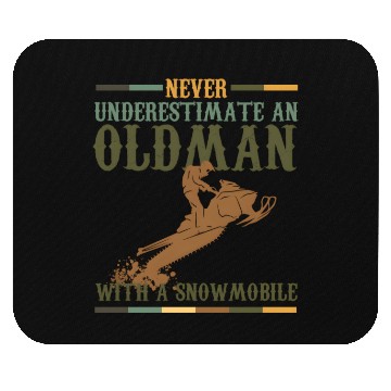 Discover Pun Never Underestimate An Old With A Snowmobile Mouse Pads
