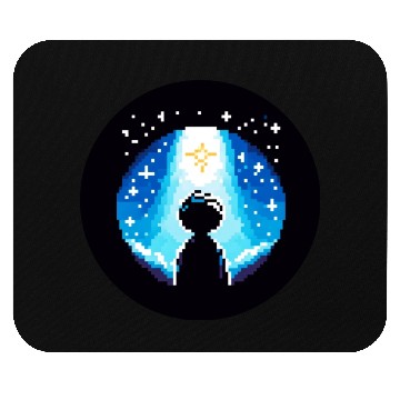 Discover Digital Night Sky - 8-Bit Childhood Dreams Mouse Pads