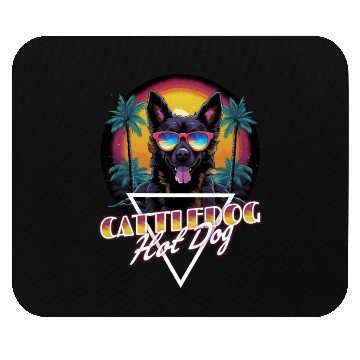 Discover Retro Wave Cattledog Hot Dog Mouse Pads