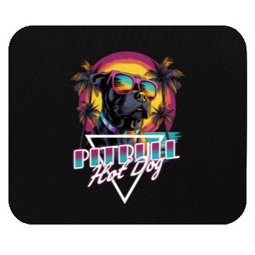 Discover Retro Wave Pitbull Terrier Hot Dog Mouse Pads