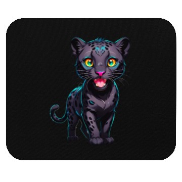 Discover A Cartoonish Black Leopard in a Playful Pose Mouse Pads
