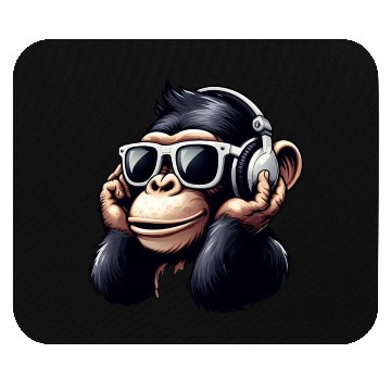 Discover Chimpanzee with sunglasses and headphones Mouse Pads