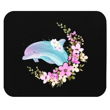 Discover Dolphin Flower Floral Mouse Pads