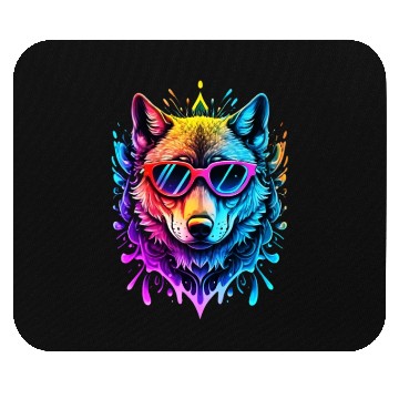 Discover Wolf Neon Splash Mouse Pads