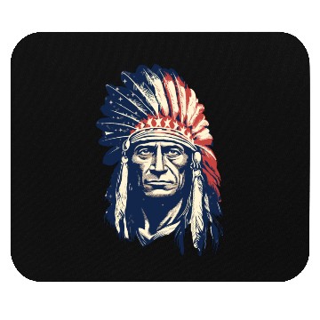 Discover Indian Native American Chief Feather Headdress Mouse Pads