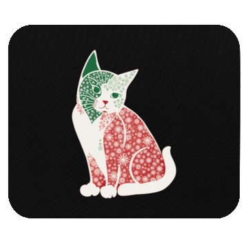 Discover Christmas snowflake cat v2 Mouse Pads