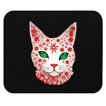 Discover Christmas snowflake cat Mouse Pads