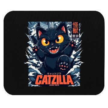 Discover Kaiju Catzilla in Japan Tokyo Mouse Pads