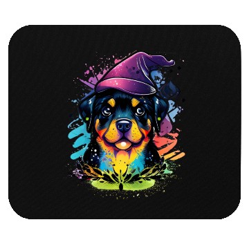 Discover Colorful Kawaii Rottweiler Wizard Mouse Pads