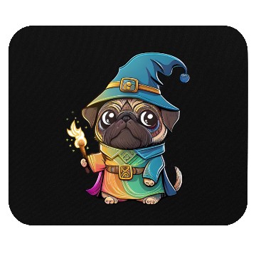 Discover Colorful Kawaii Pug Wizard Mouse Pads