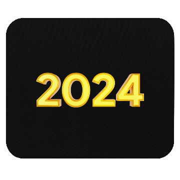 Discover Happy new year 2024 3D text gold render Mouse Pads