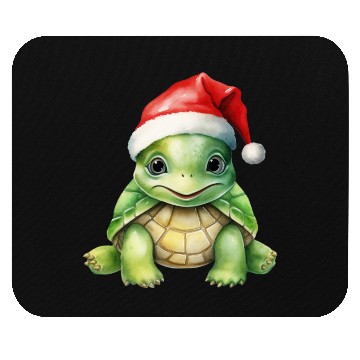Discover cute green sea turtle wearing a Santa hat Mouse Pads
