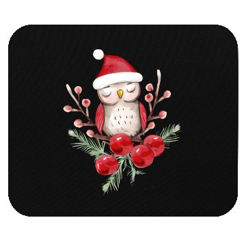 Discover Santa Owl Christmas Santa Hat Mouse Pads