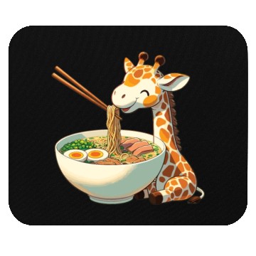 Discover Cute Giraffe Eats Ramen Noodles Giraffe Ramen Mouse Pads